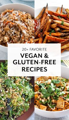 vegan and gluten - free recipes with text overlay