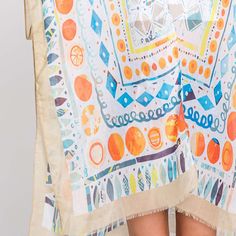 Size : 35" X 36" Material : 100% Polyester Beige Watercolor, Watercolor Boho, Boho Geometric, Print Kimonos, Geometric Print