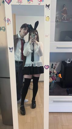 Matching Cosplay Ideas, Couple Cosplay Aesthetic, Couple Cosplay Ideas Anime, Iphone Wedges, Couple Cosplays, Bunny Girl Senpai Cosplay, Anime Mouth, Anime Mouths, Bunny Cosplay