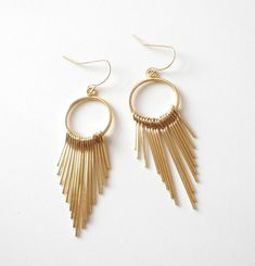 Elegant Bohemian tassel earrings-2 length 18K Gold | Etsy Gold Fringe Earrings In Brass, Adjustable Gold Tassel Earrings With Fringe, Gold Fringe Drop Earrings, Elegant Gold Tassel Earrings With Ear Wire, Tassel Dangle Hoop Earrings, Metal Tassel Drop Earrings For Pierced Ears, Gold Fringe Chandelier Earrings As Gift, Adjustable Handmade Gold Tassel Earrings, Gold Long Drop Tassel Jewelry