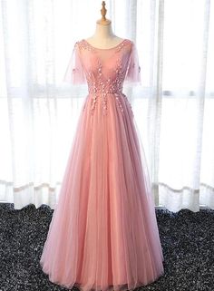 Pink Tulle Prom Dress, Elegant Party Dress, Robes D'occasion, Pink Bridesmaid Dress, Pink Evening Dress, Pink Prom Dress, Elegant Party Dresses, Pink Prom, Pink Prom Dresses