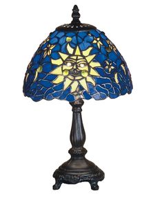 Meyda Tiffany - 47982 - 13``Mini Lamp - Sun The Moon And The Stars, Celestial Blue, Mini Table Lamps, Mini Lamp, Sun Moon Stars, Yellow Sun, Tiffany Lamps, Dream Room Inspiration, House Room