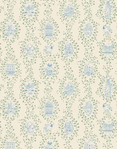 a wallpaper with blue and green designs on it