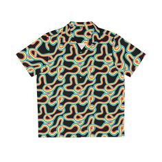 Add some groovy flair to your wardrobe with this button shirt designed for the queer community! This eye-catching garment showcases a wavy pattern in the vibrant colors of the queer flag. Available in sizes up to 5XL, this shirt guarantees a perfect fit for everyone. Crafted from a medium fabric blend of 95% polyester and 5% spandex, this shirt feels great on the skin and boasts a boxy fit, ensuring a relaxed look. Complete with a convenient chest pocket, our Hawaiian style button shirt combines style and functionality. Make a statement with our Groovy Queer Hawaiian Shirt and showcase your dazzling, diverse style!  .: Material: 95% polyester, 5% spandex .: Sewn-in label .: Medium fabric (7.23 oz/yd²(245 g/m .: Boxy fit .: Chest pocket  * Please review the size chart in the listing to dete Trendy Short Sleeve Shirt With Multicolor Print, Trendy Summer Shirt With Retro Print, Trendy Multicolor Print Short Sleeve Shirt, Casual Multicolor Shirt With Retro Print, Fun Multicolor Button-up Shirt, Casual Multicolor Print Button-up Shirt, Retro Multicolor Collared T-shirt, Retro Multicolor Print Button-up Tops, Trendy Collared Shirt With Abstract Print