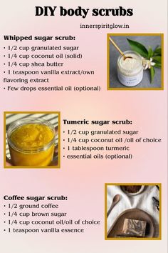 DIY BODY SCRUBS | diy body scrubs recipes | diy body scrubs for glowing skin | skincare#diybodyscrubs #bodyscrubrecipes #glowingskin #skincaretips #homemadeskincare #naturalskincare #diyskincare Diy Dove Body Scrub, Vanilla Body Scrub Recipe, Diy Body Care Recipes, Skin Firming Diy, Diy Scrubs Body Sugar, Diy Self Care Products, Making Sugar Scrub, Body Scrubs Diy, Body Scrubs Recipes