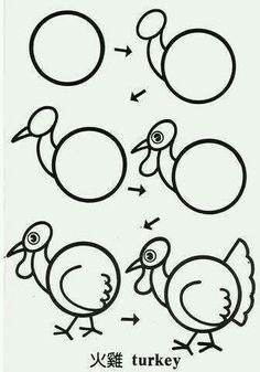 the instructions for how to draw a turkey