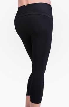 These are the leggings you've been looking for! Our Bump Support™ Capri Leggings support you from the waist down — comfort at its peak! Pull them up over your belly for an extra lift to support your bump and back or roll the waistband under your belly for maximum support. High Waist Black Leggings For Pilates, Pilates Compression Leggings With Wide Waistband, Black Moisture-wicking Bottoms For Pilates, Compression Leggings With Wide Waistband For Pilates, Moisture-wicking Black Bottoms For Pilates, Fitted Black Bottoms For Barre, Supportive High Stretch Yoga Bottoms, Supportive High-stretch Yoga Bottoms, Black Pilates Bottoms With Contoured Waistband