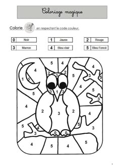 the color by number worksheet with an owl