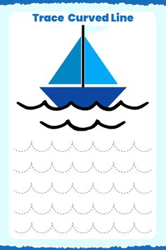 a blue sailboat with the words trace curved line