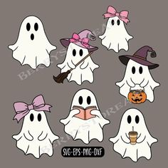 halloween ghost clipart with different expressions