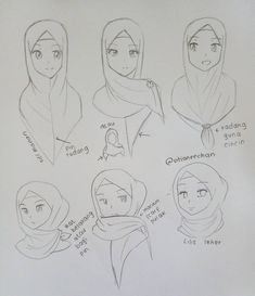 some drawings of different types of headscarves and scarves for girls with hijabs