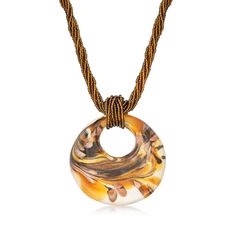 Ross-Simons - Italian Murano Glass Pendant Necklace in Gold Over Sterling. 18". From Italy, this beautiful Murano glass pendant features a smothering swirl of orange, copper, light brown, metallic pink and black hues. Suspended from a multi-strand beaded torsade necklace that includes a 2" extender. It's a fascinating statement piece that will look fabulous with all of your neutral ensembles and more. Murano glass is unique and may vary. Lobster clasp, multicolored Murano glass pendant necklace. Copper Light, Orange Copper, Murano Glass Necklaces, Gifts For Your Sister, Glass Pendant Necklace, Sterling Jewelry, Metallic Pink, Jewelry Stand, Traditional Jewelry