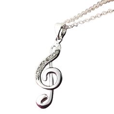 Music Note Necklace, Clef Note Pendant Necklace, Stainless Steel Jewelry, Unisex Music Jewelry, Stainless Steel Necklace, Funky Accessories. Music Lovers Jewelry.Music Teacher Gift, Gift for Musician, Gift for Music Lover. Hit the right note with these cute music note pendant necklaces. Perfect for musicians or music lovers alike. Made from high quality stainless steel with encrusted rhinestones for some added bling these quirky necklaces will sure to be a talking point. Strong and sturdy with a Silver Music-themed Metal Necklace, Music-themed Silver Pendant Necklace, Music Note Necklace, Funky Accessories, Cute Music, Lovers Jewelry, Gift For Musician, Music Jewelry, Buy Necklace