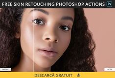 a woman's face before and after retouing photoshop actions