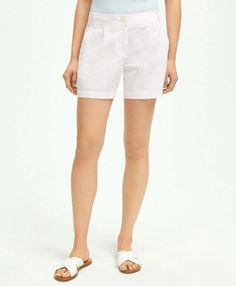 Treat yourself to a nostalgic summer style with these Stretch Cotton Pleated Seersucker Shorts. Made from the lightweight, crisp cotton seersucker fabric that defined American summertime since the 1930s, they feature a classic pleated front and 5' inseam for relaxed comfort. With just the right stretch from elastane, they look just as cool whether lounging or on-the-go. Capture your seasonal fun on Instagram in this heritage warm-weather print that upgrades any casual outfit. Casual White Seersucker Shorts, White Seersucker Summer Shorts, White Seersucker Shorts For Summer, Seersucker Shorts For Vacation, Vacation Seersucker Shorts, Casual Seersucker Shorts, Summer Daywear Bermuda Shorts, Spring Vacation Seersucker Shorts, Summer Bermuda Shorts For Daywear