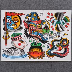 an assortment of tattoos on a piece of paper