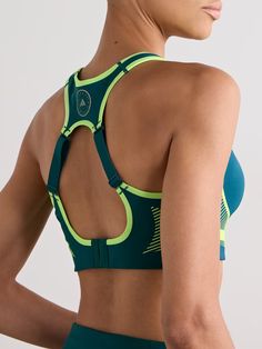 ADIDAS BY STELLA MCCARTNEY TruePace stretch-recycled sports bra | NET-A-PORTER Green Sports Bra With Built-in Padding, Green Compressive Sports Bra For Light Sports, Green Functional Sports Bra For Light Sports, Functional Green Sports Bra For Light Sports, Athleisure Green Sports Bra For Light Sports, Green Athleisure Sports Bra For Light Sports, Green Sports Bra With Light Support, Green Sports Bra For Light Sports, Green Sporty Activewear For Sports