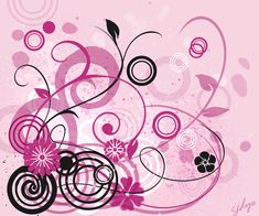 an abstract pink background with swirls and flowers