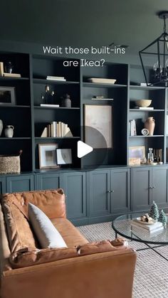 Tori | affordable home inspo on Instagram: "Favorite home project of 2024? This Ikea built-in hack! 😍

I have an entire highlights dedicated to this project, but here are some FAQs! 

-We used Havsta cabinets for lowers and Billy bookcases for uppers. This allowed the shelves to go to the ceiling (we have 9ft. ceilings so we had to cut them down a bit). 

-Next we added a connecting shelf with plywood and lattice trim. 
-After caulking and using spackle to fill the millions of holes, we sanded and primed the cabinets for paint. 
-Paint is 1905 Green by Magnolia Home available at Ace Hardware. We color drenched the entire room and I haven’t regretted that for single second! 

#diyhome #homeprojects #homediyproject #builtins #homediy #diytips #homeimprovement #ikeahack #ikeahome #builtincab