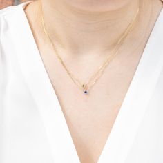 "Give this genuine birthstone stone necklace to celebrate the special month. * Stone size: ≈3mm * Setting size: ≈4.3mm * 16~18\" adjustable chain * Solid 14k yellow gold is in stock * 14k rose gold and white gold available for custom order * Made of 100% recycled precious metal and ethically sourced gemstone * Comes in a gift box with a bow ready for gifting * Handmade with love and great care in New York ~~Birthstone~~ January -Rhodlite Garnet February -Amethyst March -Aquamarine April -Diamond Delicate Green Birthstone Necklace, May Birthstone Necklace In 14k Gold With Bezel Setting, 14k Gold Birthstone Necklace For May, 14k Gold May Birthstone Necklace With Bezel Setting, 14k Gold Birthstone Necklace With Bezel Setting For May, 14k Gold May Birthstone Necklace, 14k Gold May Birthstone Fine Jewelry Necklace, 14k Gold Fine Jewelry May Birthstone Necklace, Fine Jewelry Yellow Gold May Birthstone Necklace