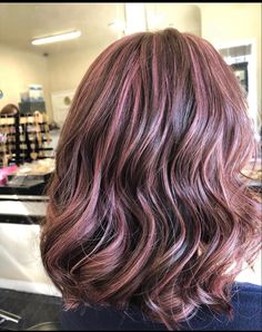 Dark Rose Gold Hair Balayage, Rose Gold Highlights On Dark Hair, Brunette Hair With Rose Gold Highlights, Rose Gold Highlights Short Hair, Rose Gold Highlights Black Hair, Dusty Rose Highlights, Rose Brown Highlights, Rose Gold Highlights Brunette