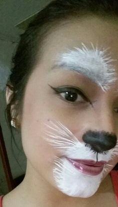 possible white Rabbit makeup. White Rabbit Makeup Alice In Wonderland, Diy White Rabbit Costume, Rabbit Costume Diy, White Rabbit Alice In Wonderland Costume, Bunny Face Paint