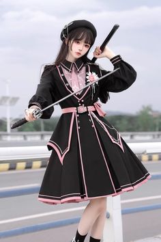 Fabric: Polyester Color: Black/Pink Sleeve Length: Long Sleeves Feature: Ruffle Style: Gothic, Military, Elegant, Princess Include: Dress*1 (Any of the accessory is not included.) Size (IN) Bust Waist Sleeve Length Shoulder Width Length S 34.65 26.38 22.44 15.35 37.01 M 37.01 28.74 22.83 15.94 38.19 L 39.37 31.10 23.23 16.54 39.37 XL 41.73 33.46 23.62 17.13 40.55 Size (CM) Bust Waist Sleeve Length Shoulder Width Length S 88 67 57 39 94 M 94 73 58 40.5 97 L 100 79 59 42 100 XL 106 85 60 43.5 103 Cloak Coat, Dress Cape, Outfits New Year, Style Gothic, Eve Dresses, New Years Eve Dresses, Crop Top Dress, Ruffles Fashion, Cape Dress