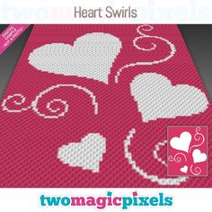 a pink rug with hearts on it and the words two magic pixels written in white