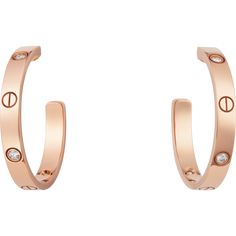 Cartier - Love earrings - Earrings Woman Pink gold/Diamond - Love earrings, 18K pink gold, each set with 3 brilliant-cut diamonds totaling 0.13 carat. Love Earrings, Earrings Rose Gold, Cartier Love, Rose Earrings, Rose Gold Earrings, Brilliant Cut Diamond, 18k Rose Gold, Pink Gold, Cartier