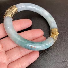 Description: 14k Yellow Gold Natural Round Jade Bangle Bracelet Item No.: B121 Metal Type: 14k Solid Gold Metal Color: Yellow Gold Type Of Stone: Natural Jade. Untreated. Color: Clear, Dark Green Measurement: Inner: 57 Mm. Outer: 81 Mm. Width: 11-12 Mm Approximate Weight: 73.63 Gram(S). Brand New Jade Bangle Bracelet, Shine Jewelry, Jade Bangle, Natural Jade, Types Of Stones, Metal Color, Real Gold, Bangle Bracelet, Womens Jewelry Bracelets