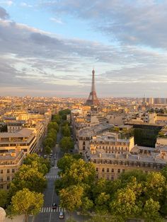 an aerial view of the eiffel tower and surrounding buildings in paris, france