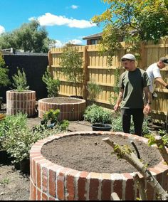 two men are working in the garden together