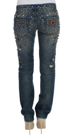 Dolce & Gabbana Pants Gorgeous brand new with tags, 100% Authentic Dolce & Gabbana blue wash crystal studded embellished enchanted Sicily jeans. This item comes from the exclusive MainLine Dolce & Gabbana Collection. Fitting: GIRLY Slim fit Code: FTACGD G875S B1932 Color: Blue wash, silver metal detailing Material: 70% Cotton, 10% Zama, 10% Brass, 10% Plastic Fly: Zipper fly and button closure Crystal: Multicolor Collection: Enchanted Sicily Two front pockets and back pockets Logo details Made i Luxury Wardrobe, Dolce And Gabbana Blue, Fashion Forever, Buy Crystals, Embellished Jeans, Dolce E Gabbana, Washed Jeans, Dolce & Gabbana, Jeans Slim