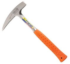 an orange and silver hammer on a white background