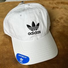 Nwt Adidas Hat Adjustable White Unisex Adidas Cotton Hat With Curved Brim, Adidas Cotton Hats With Curved Brim, Adidas White Curved Brim Hat, Adjustable Adidas Cotton Hat, Adidas Cotton Baseball Cap For Spring, Adjustable White Adidas Hat, Spring Adidas Cotton Baseball Cap, Adidas Cotton Hats For Summer, Adidas Cotton Summer Hats