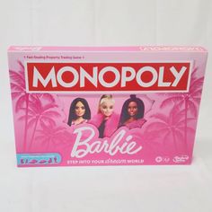 the monopoly barbie board game is pink and has two women on it's front