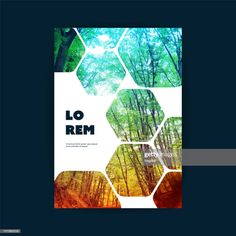 an abstract poster with trees and the words lo rem written in black on it