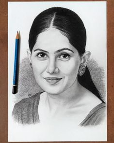 a pencil drawing of a woman's face