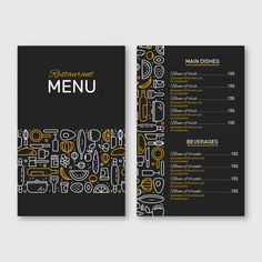 a black and yellow restaurant menu