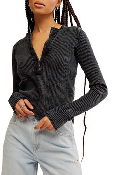 Free People Colt Long Sleeve Waffle Knit Henley | Nordstrom Tanner Fletcher, Long Sleeve Top Design, Waffle Henley, Organza Shirt, Women's Henley, Gender Inclusive, Fashion Help, Fashion Essentials, Waffle Knit