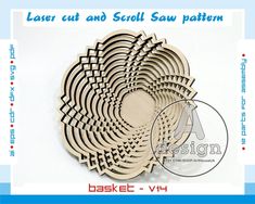 an advertisement for laser cut paper with circular designs on the front and back, as well as