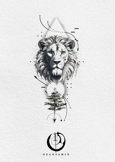 a drawing of a lion with geometric shapes