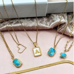 Turquoise Pendant Necklace. Gift For Mom Birthday, Script Initial, Delicate Pendant, Turquoise Pendant Necklace, Gift Girlfriend, Initial Pendant Necklace, Necklace Simple, Gold Necklace Layered, Layering Necklace