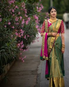 Green Sarees For Engagement, Saree With Dupatta, Bridegroom Outfits, Saree Drape, Bridal Sarees South Indian, Saree Draping Styles, Latest Blouse Designs Pattern, Saree Draping, Indian Bride Outfits