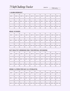 a printable workout schedule for the 75 - day challenge