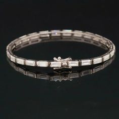 Baguette Cut Lab Created Moissanite Diamond Bracelet, Tennis Diamond Bracelet For Wedding, 2.5MM Diamond Bracelet, Anniversary Gift For Her. Birthday Gift ,Wedding Bracelet , Anniversary Gift,  > 𝐃𝐢𝐚𝐦𝐨𝐧𝐝 𝐃𝐞𝐭𝐚𝐢𝐥𝐬 ↦ Color: EF ↦ Clarity: VVS1 ↦ Width : 2.50 MM ↦ Carat: 7.00 CT(± 0.05 CT) ↦ Shape:  Baguette Cut ↦ Stone Color :White ↦ Making Process: Handmade - ↦ Type : Moissanite ↦ Creation : Lab Created ↦  Stone Luster:- Excellent ↣ Options: Lab Grown Diamond and Natural Diamond (Poss Bracelet Tennis, Gift For Her Birthday, Women Diamond, Anniversary Gift For Her, Baguette Cut, Wedding Bracelet, Moissanite Diamonds, Gift Wedding, Chain Link Bracelet