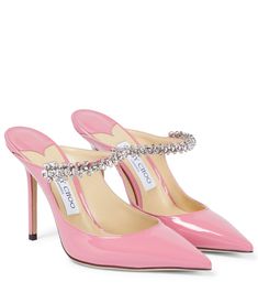 Jimmy Choo Bing, Dr Shoes, Rose Shoes, Embellished Shoes, Pink High Heels, Jimmy Choo Heels, High Heel Mules, Pink Heels, Jimmy Choo Shoes