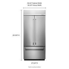 the measurements for a stainless steel refrigerator