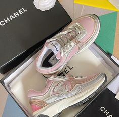 Pink Chanel Sneakers, Colorful Gym Shoes, Swag Sneakers, Chanel Trainers, Chanel Outfit, Chanel Brand, Shoe Wishlist