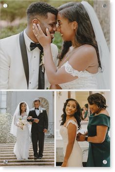 a collage of photos with the bride and groom